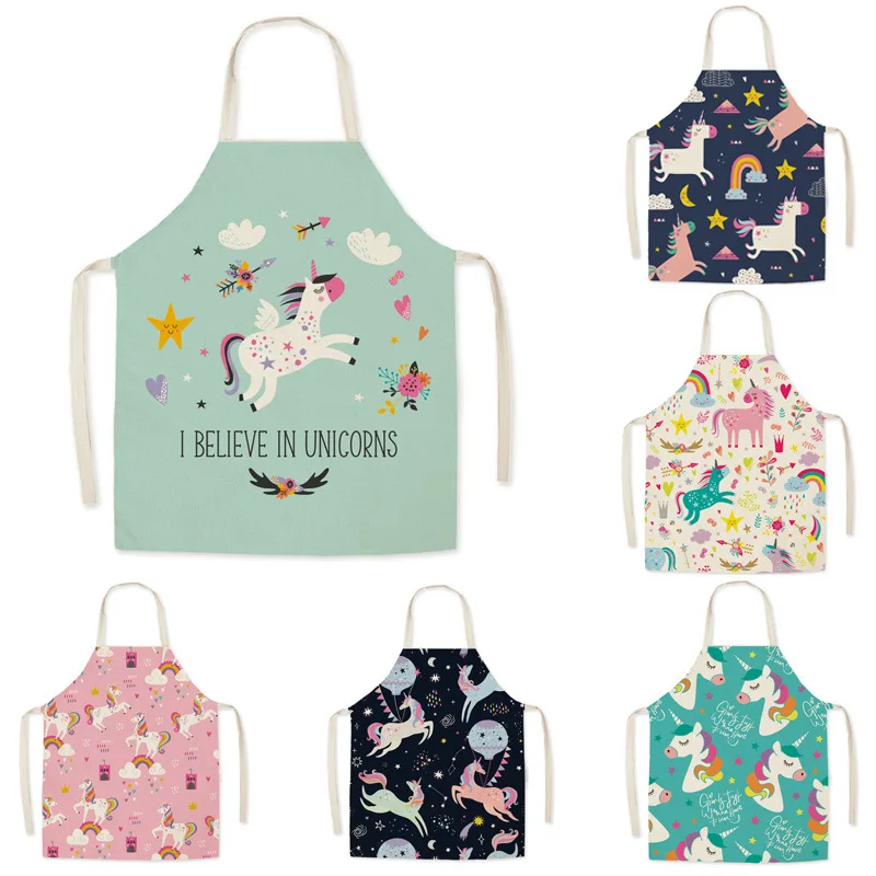 Gaming Kitchen Accessories - 漫画ユニコーン防水ノースリーブエプロン、コットンリネン生地、キッチンエプロン、ホルターセル、調理、ベーキング、バーベキューアクセサリー、ファッション