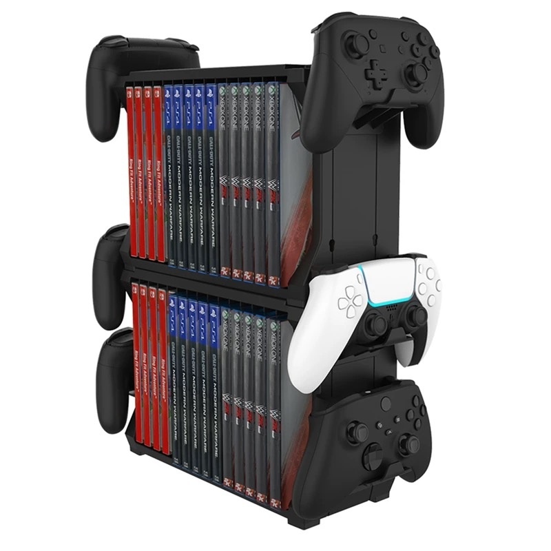 Gaming Accessories Holder - コントローラーホルダー付きゲーム収納ラック、ゲームアクセサリー用多機能ゲームディスク収納ブラケット