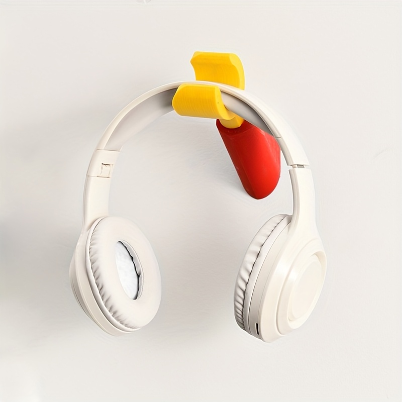 Gaming Accessories Wall - かわいいアヒルの口型クランプ式粘着ヘッドホン壁掛けフック、穴あけ不要の漫画風アヒル型ゲーミングヘッドセットマウント、パンチフリーABSオーディオアクセサリー収納ホルダー、デスクゲームルーム用、卸売販売