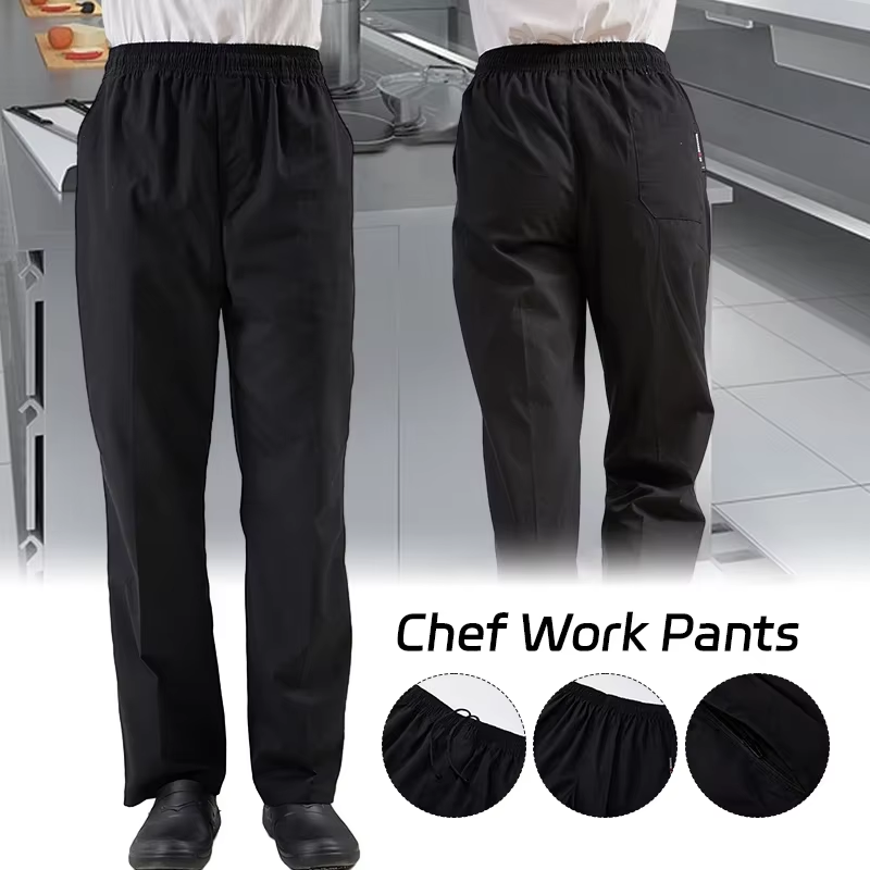 Gaming Kitchen Accessories - 高品質シェフボトムス男性用新しいシェフパンツ調理レストランキッチン軽量黒シェフズボンアクセサリー女性