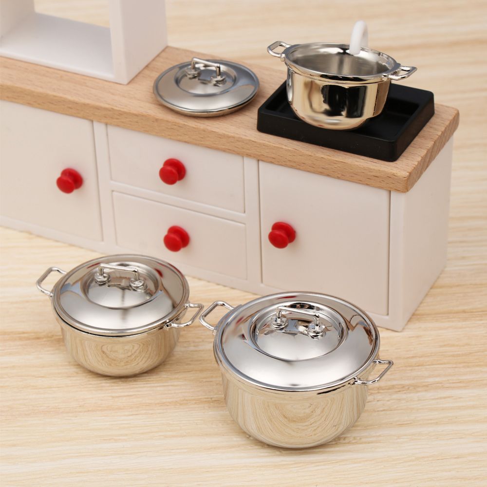 カバー付きミニチュアスープポット、ドールハウスアクセサリー、 - Gaming Kitchen Accessories のレビューと価格