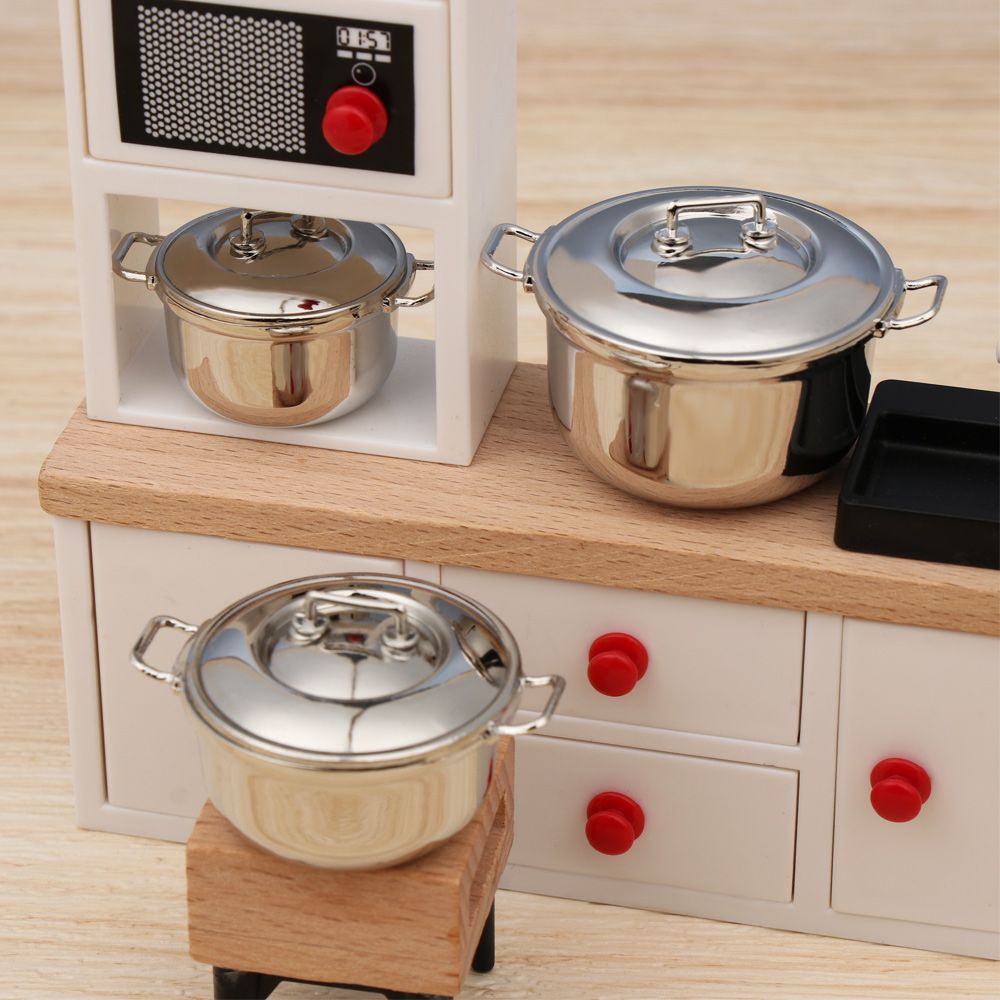 カバー付きミニチュアスープポット、ドールハウスアクセサリー、 - Gaming Kitchen Accessories のレビューと価格