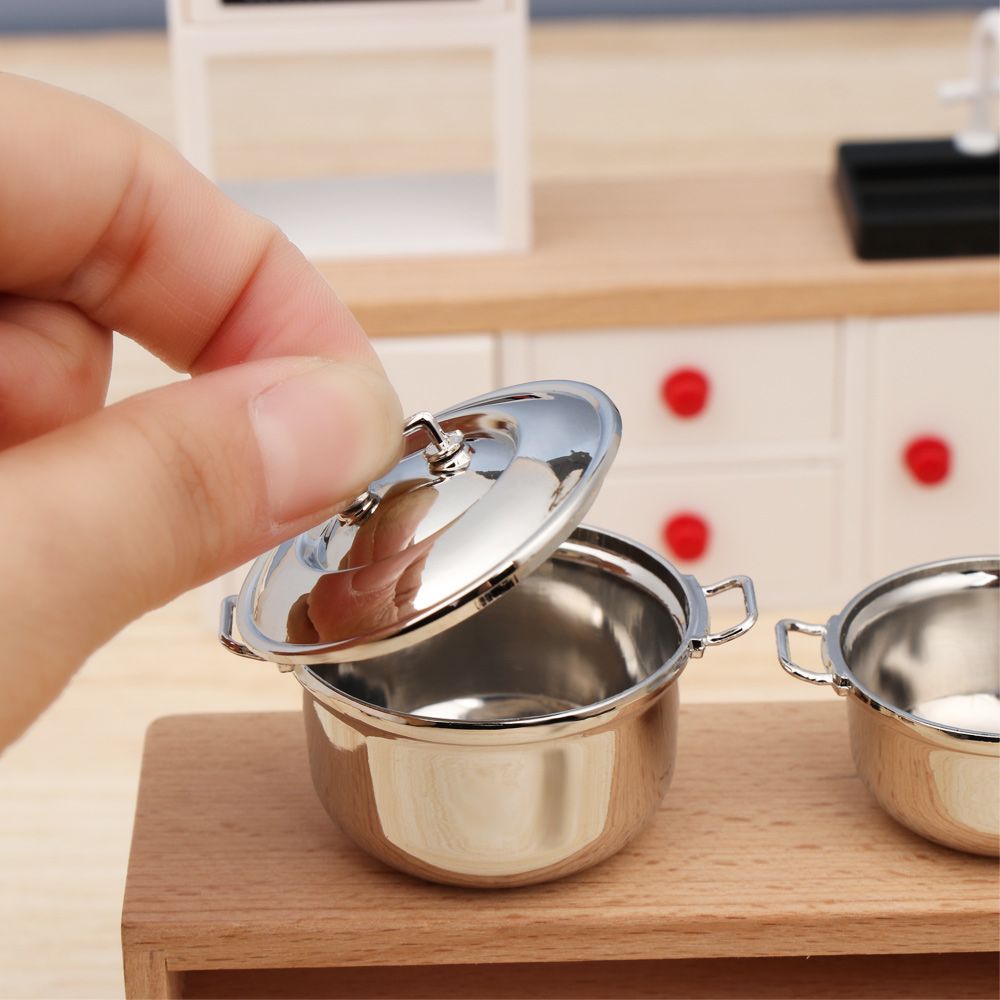 カバー付きミニチュアスープポット、ドールハウスアクセサリー、 - Gaming Kitchen Accessories のレビューと価格